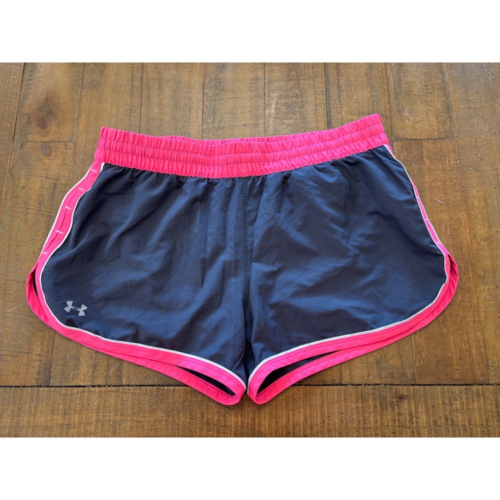 Under Armour Womens Small Running Shorts Gray Pink Breast Cancer Awareness